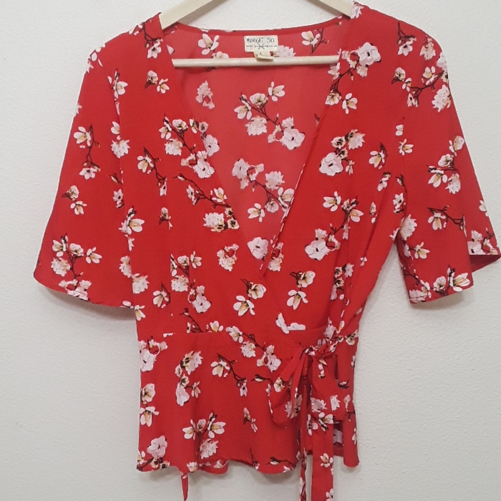 midnight sky size large foral wrap top